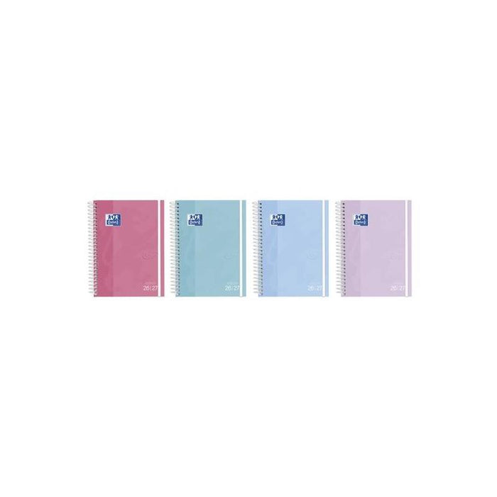 Pack De 8 Unidades Oxford Touch Agenda Escolar Con Espiral - Castellano - Tapa Extradura - Formato Octavo - Semana