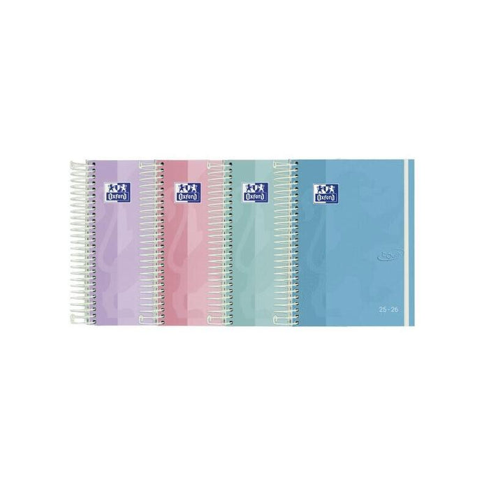 Pack De 8 Unidades Oxford Touch Pastel Agenda Escolar 25/26 Espiral Dia Pagina - Tamaño 8º - Tapa Extradura Peliculado