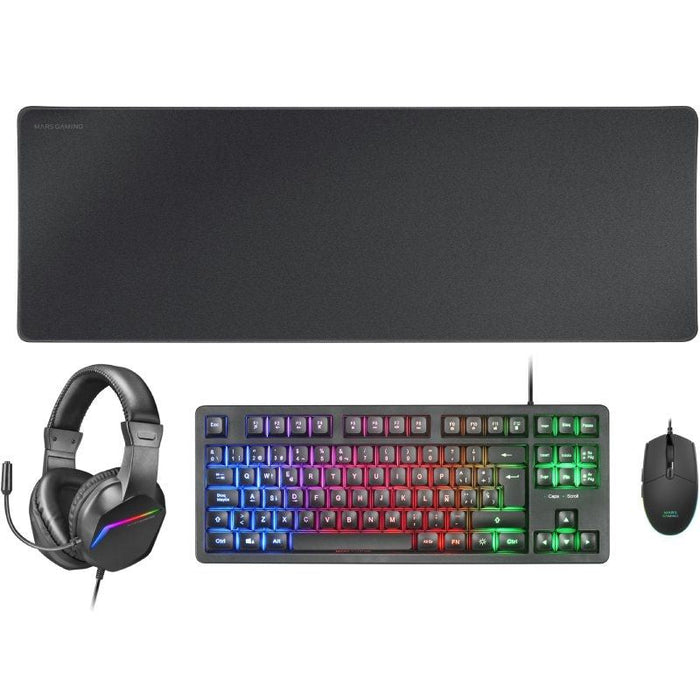 Pack Gaming Mars Gaming Mcp-Rgb3 Teclado Rgb + Ratón Óptico + Alfombrilla Xxl + Auriculares