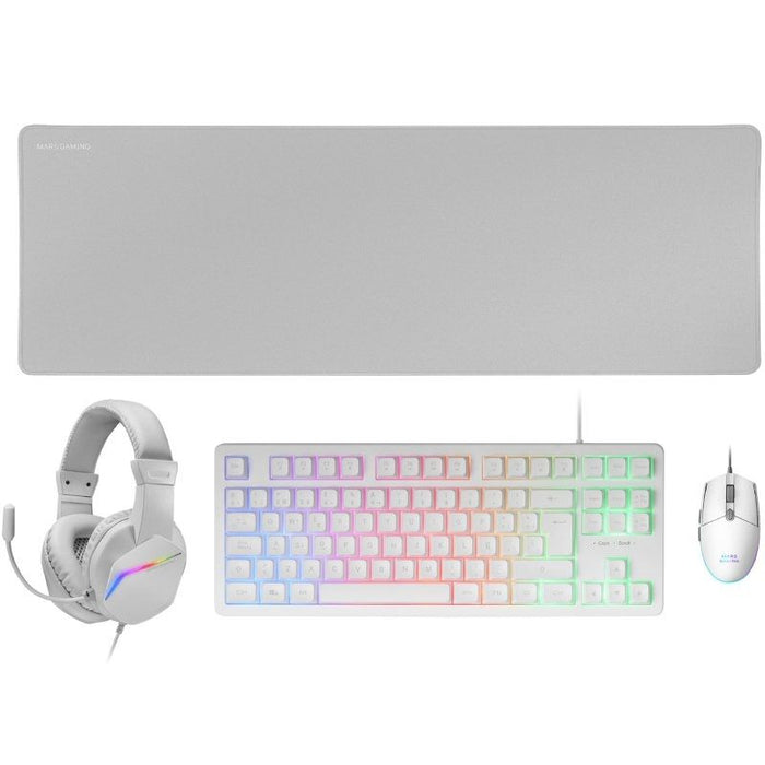 Pack Gaming Mars Gaming Mcp-Rgb3w Teclado Rgb + Ratón Óptico + Alfombrilla Xxl + Auriculares