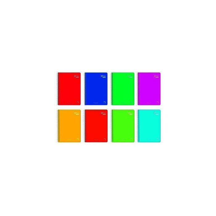 Pacsa Cuaderno Xtra Plus 80 Hojas Liso Tapa Dura Folio 90gr Colores Surtido -5u-