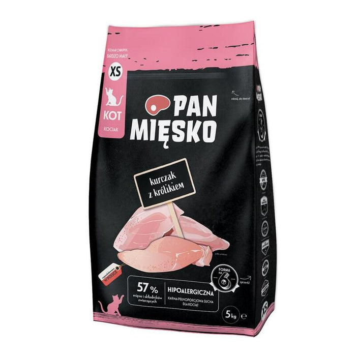 Pan Miesko Comida Para Mascotas Sucha Para Gato Pollo Z Królikiem (Kociak) Chrupki Xs 5kg