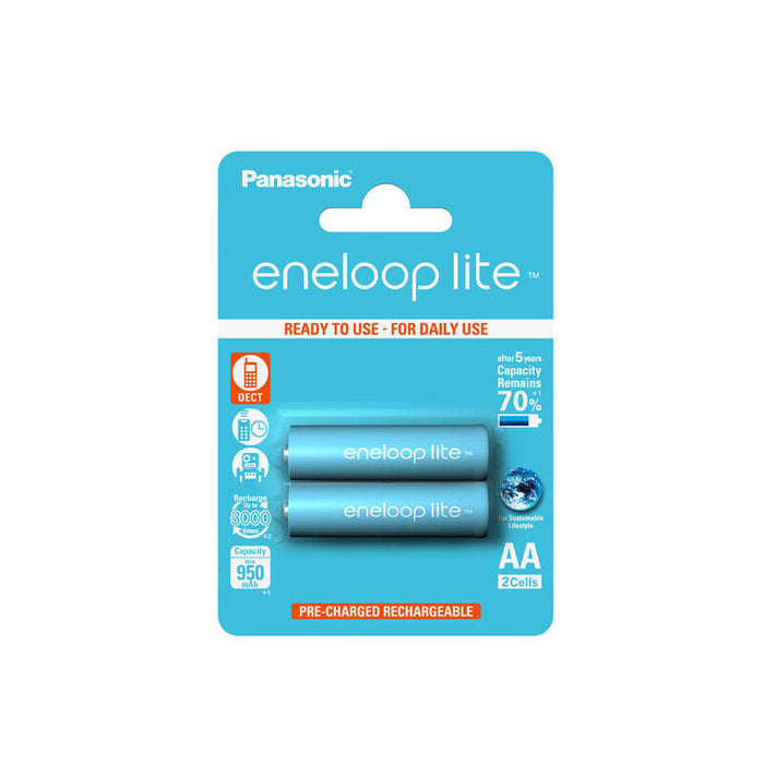 Panasonic Bk-3lcce/2be 2x Eneloop Lite Aa 950mah Baterías Ni-Mh Recargable