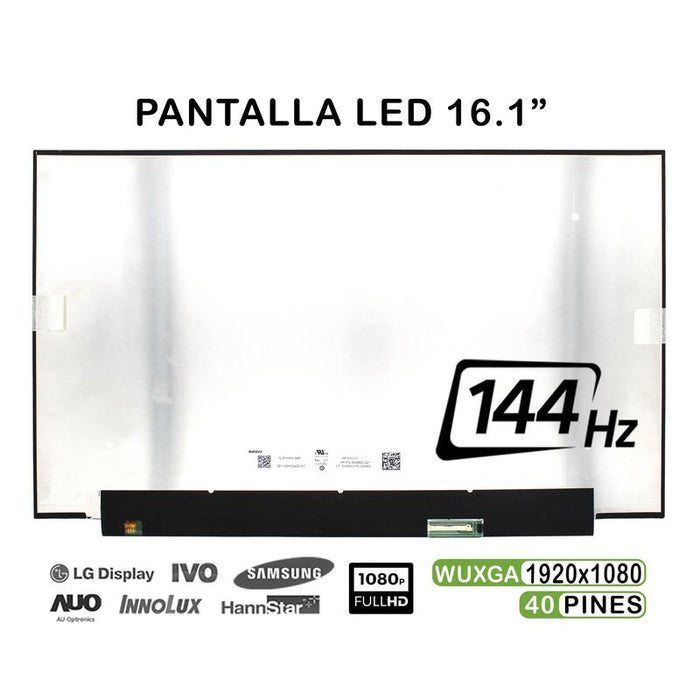 Pantalla Led De 16.1" Para Portátil N161hma Gak 144hz 1920x1080 40 Pines Reacondicionada