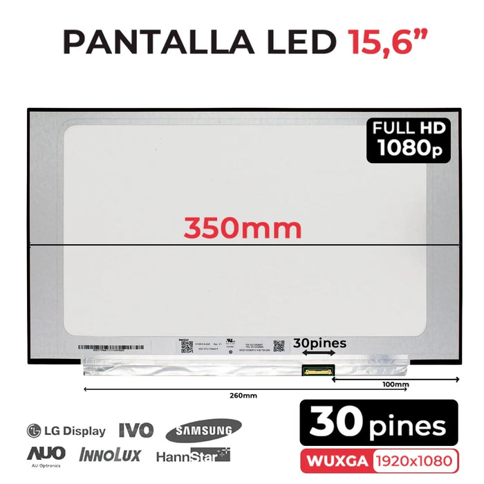 Pantalla Led Mate De 15.6" Para Portátil Ne156Fhm-N4K Fhd