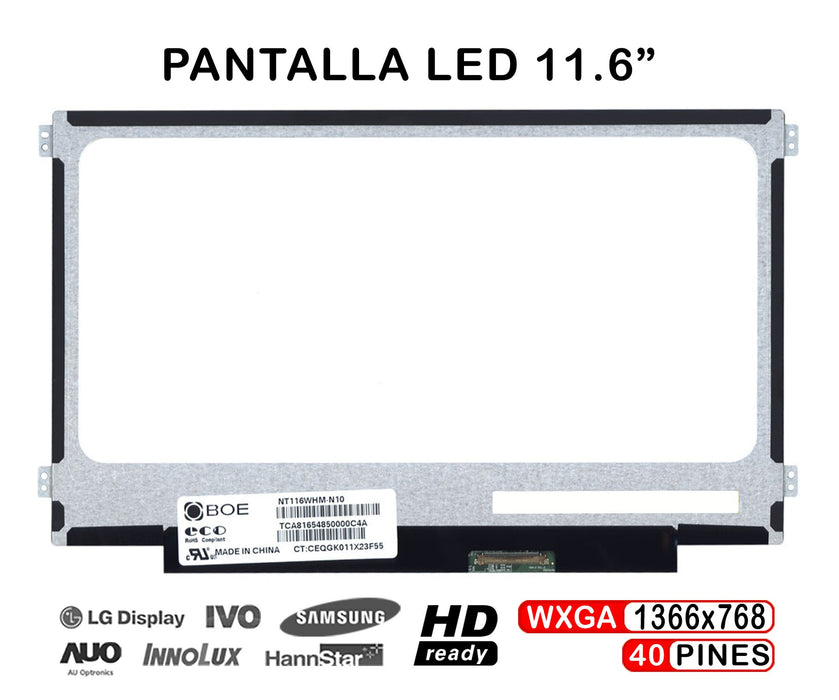 Pantalla Led De 11.6" Para Portátil Asus Vivobook X201E-Dh01 40 Pines