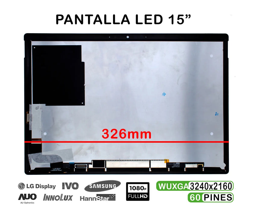 Pantalla Táctil Retina De 15" Microsoft Surface Book 2 Lp150Qd1-Spa1 60 Pin