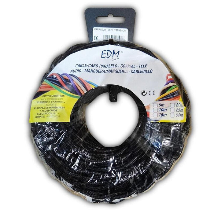 Paralelo Textil Trenzado 2x1,5mm Negro 25mts
