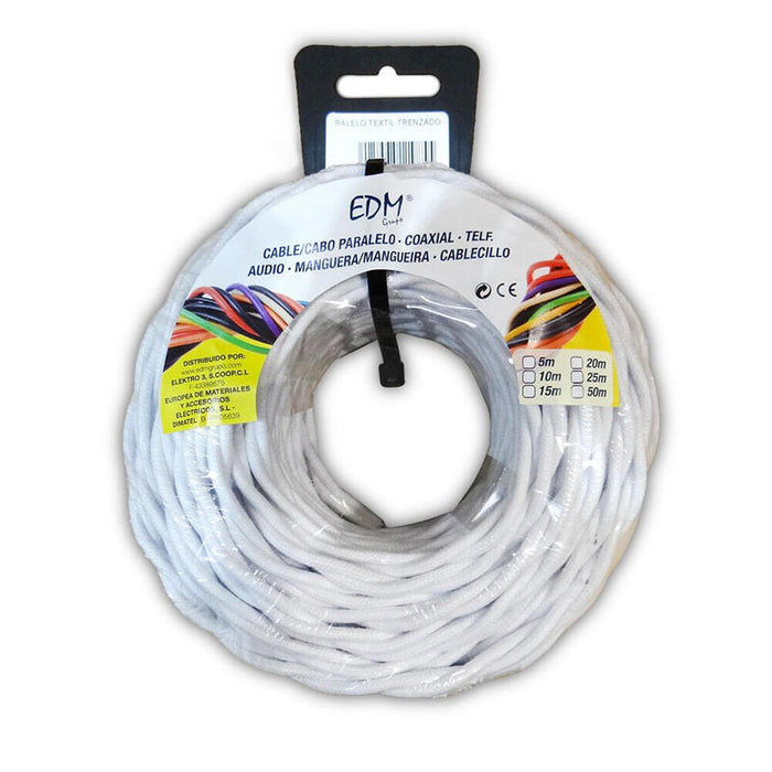 Paralelo Textil Trenzado 3x1,5mm Blanco 5m