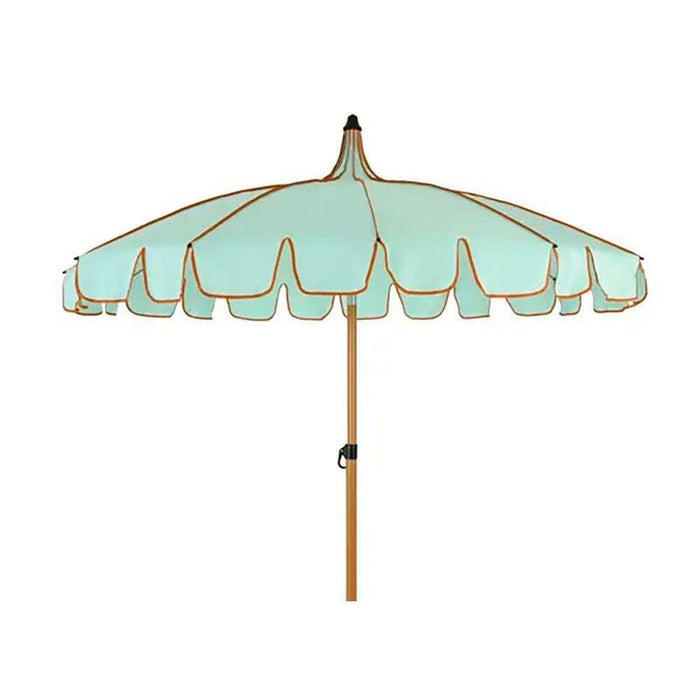 Parasol Para Jardín, Verde Agua Con Ribete Coral, Ø195 X 215 Cm