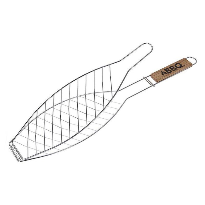 Parrilla Para Pescado Con Mango De Madera 35 X 14 Cm