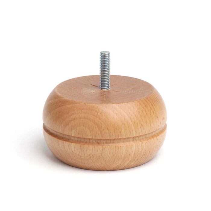 Pata De Madera Redonda De Haya En Color Haya Laca Transparente Mod.459. Dimensiones Ø9x5cm Rei