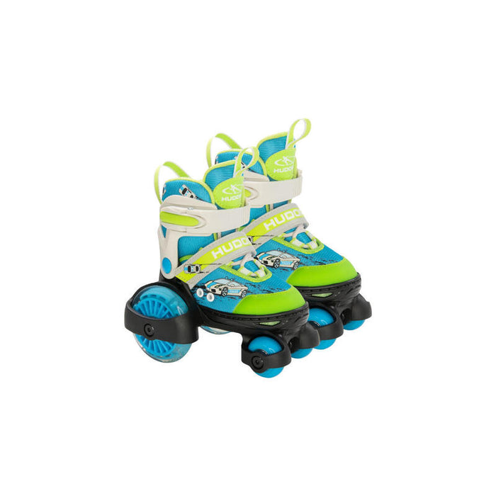 Patines Sobre Ruedas Hudora My First Quad Tamaño Led. 26-29, Patines Verde/Azul, Con Iluminación Led 22050
