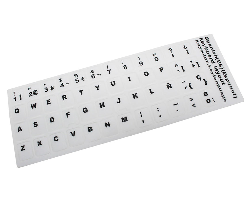 Pegatina Para Teclado Castellano Blanco Con Letras Negras