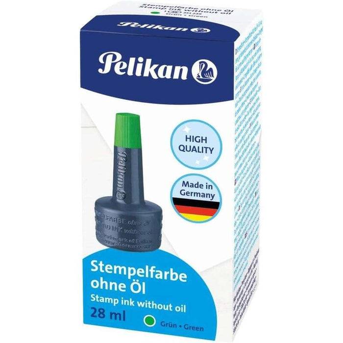 Pelikan Bote De Tinta Para Tampones 28ml - Sin Aceite - Secado Rapido - Resistente Al Agua - Verde Intenso