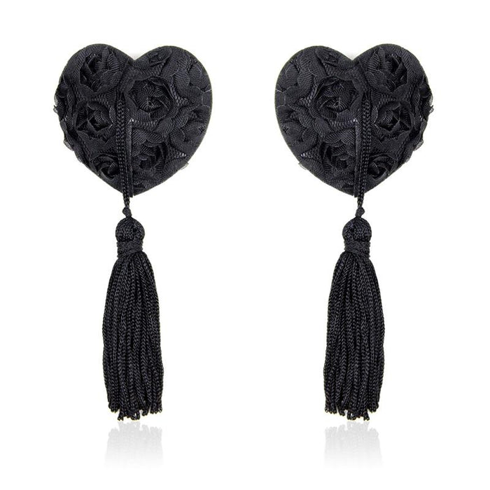 Pezoneras Con Encaje Y Patrón Floral Negro