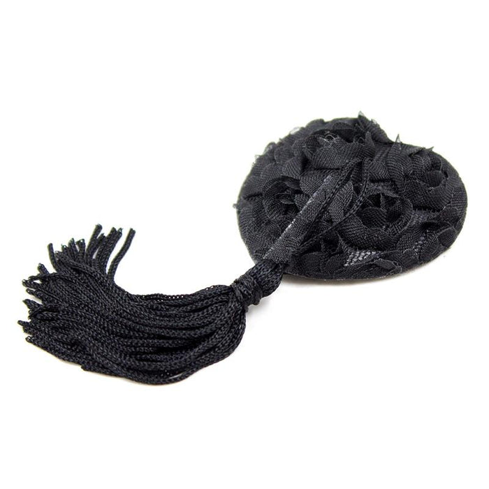 Pezoneras Con Encaje Y Patrón Floral Negro
