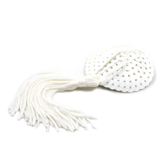 Pezoneras Con Lentejuelas Y Borla Blanco