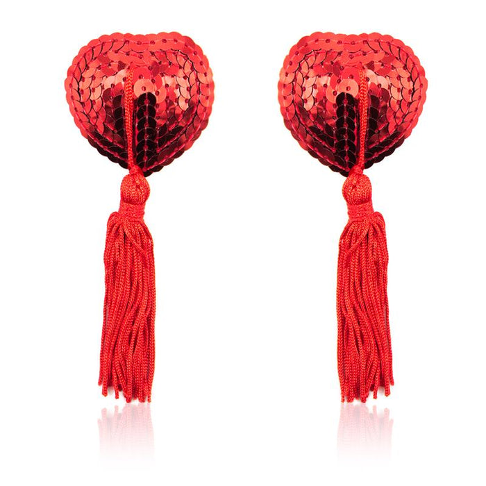 Pezoneras Forma Corazón Autoadhesivas Con Lentejuelas Rojo