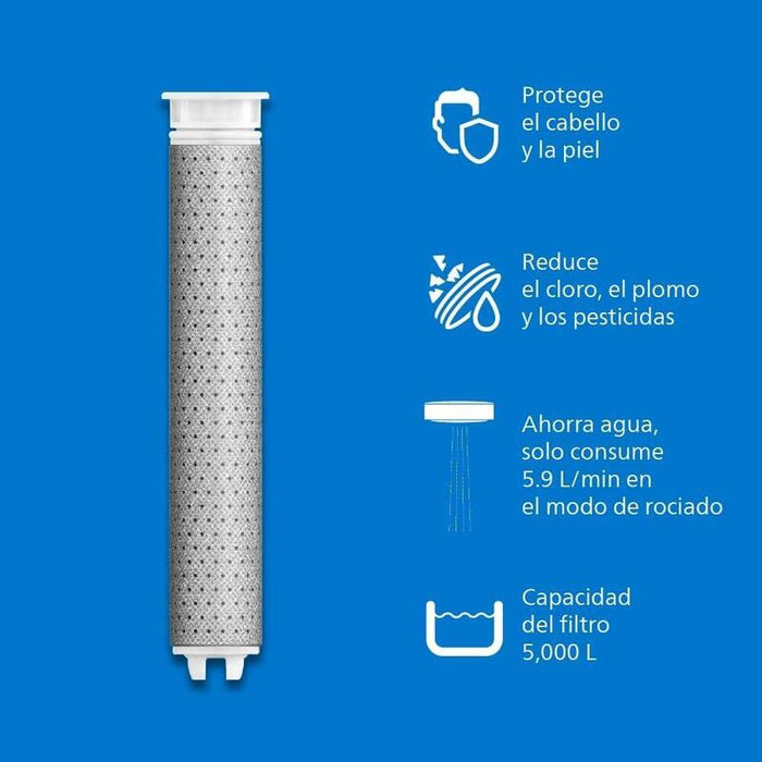 Philips Water Filtro De Ducha, 3 Modos De Rociado, Capacidad De Filtrado 1 Mes, Negro