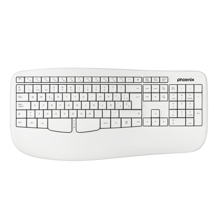 Phoenix K201 Teclado Ergonómico Inalámbrico 2.4ghz Blanco