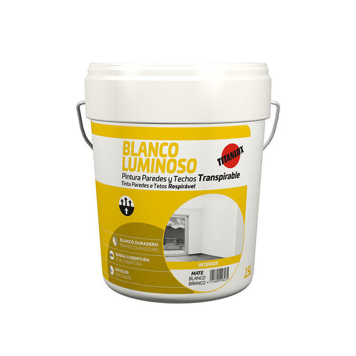Pintura Paredes Y Techos Interior Blanco Luminoso 15l Mate Titan 03h000115