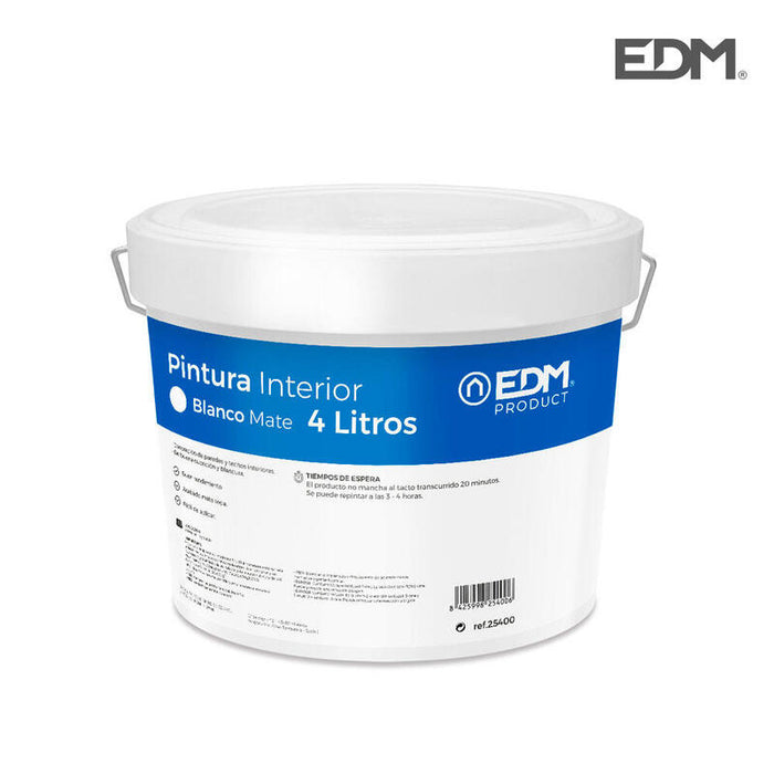 Pintura Plastica Mate Interior Blanca 4l Edm