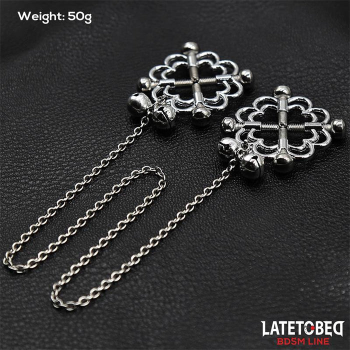 Pinzas De Metal Para Pezones Cadena Y Cascabeles