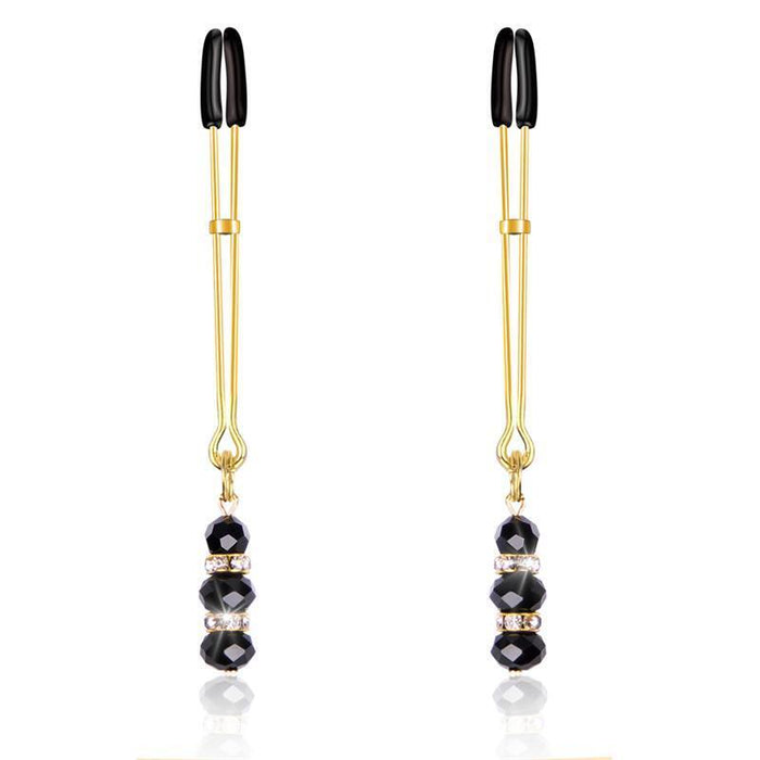 Pinzas Para Pezones Con Bolas De Cristal Dorado