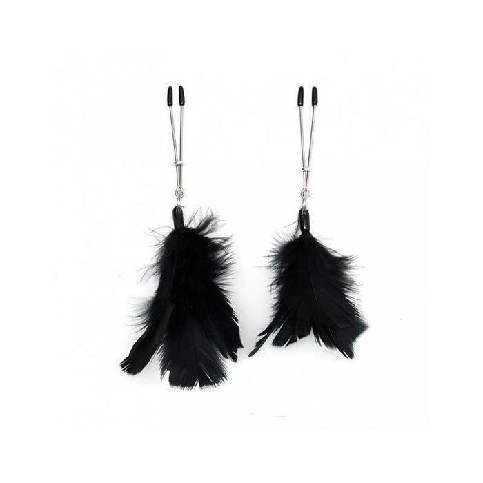 Pinzas Para Pezones Con Plumas Negras Ajustables