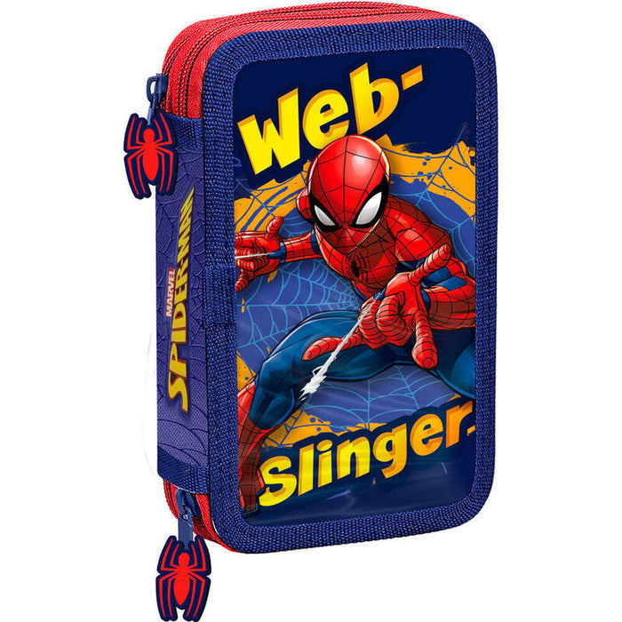 Piórnik Dwukomorowy Z Wyposazeniem Spiderman Czerwony-Azul