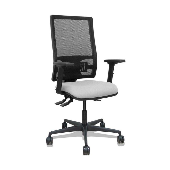 Piqueras Y Crespo Silla Bormate Asincro Malla Negra Asiento Bali Gris Claro Brazos 2d Ruedas 65mm