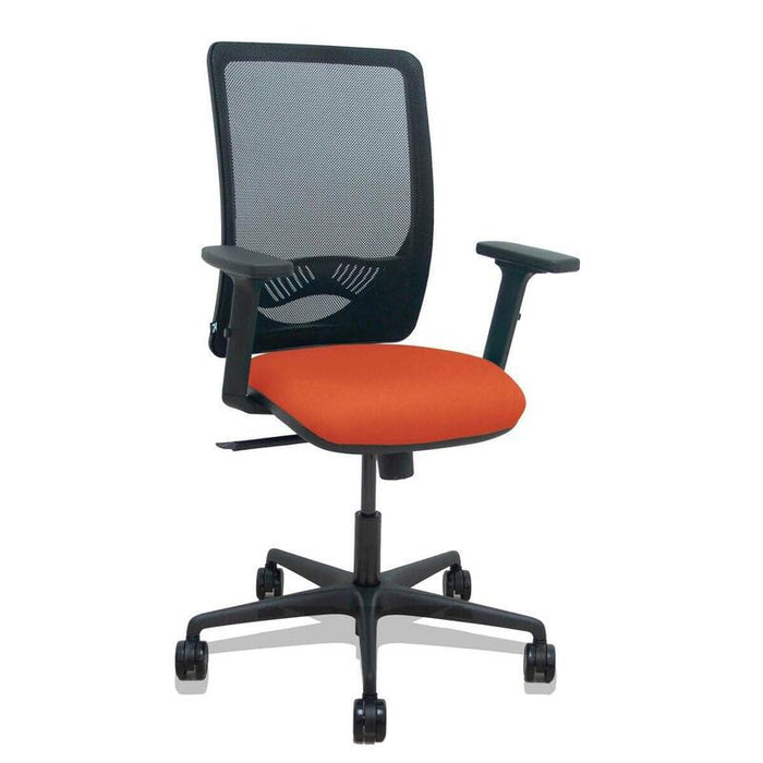 Piqueras Y Crespo Silla Zulema Sincro Malla Negra Asiento Bali Naranja Oscuro Brazos 2d Ruedas 65mm
