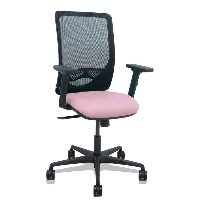 Piqueras Y Crespo Silla Zulema Sincro Malla Negra Asiento Bali Rosa Brazos 2d Ruedas 65mm
