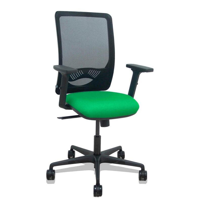 Piqueras Y Crespo Silla Zulema Sincro Malla Negra Asiento Bali Verde Brazos 2d Ruedas 65mm