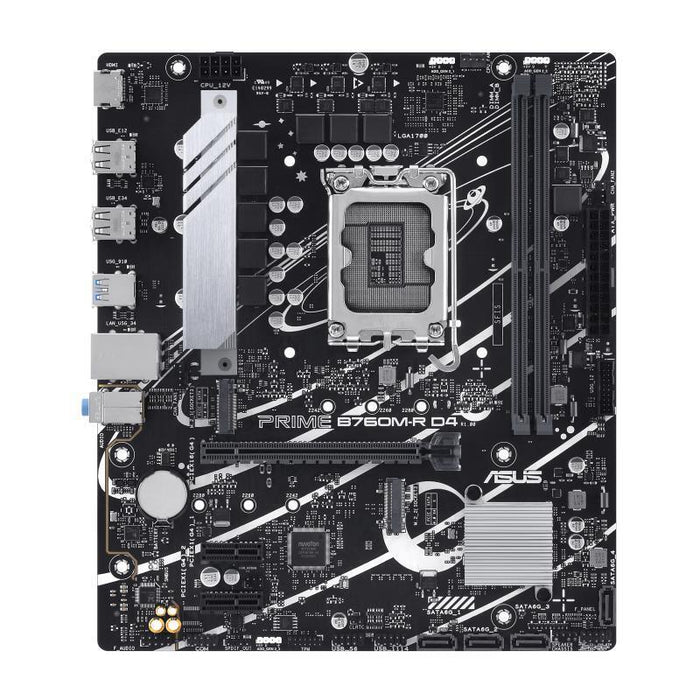 Placa Base Mainboard Asus Intel B760 Express Lga1700 Micro-Atx Memory Ddr4 Memory Slots 2 2xpci-Express 4.0 1x 1xpci-Express 4.0 16x 2xm.2 1x15pin D-Sub 1xhdmi 4xusb 2.0 4xusb 3.2 1xoptical S/Pdif 3xaudio Port Primeb760m-Rd4