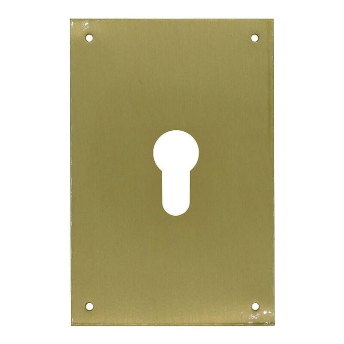 Placa Bocallave, Pera, Modelo Plp13, De Latón Con Acabado Latón Satinado, 80 X 120 Mm