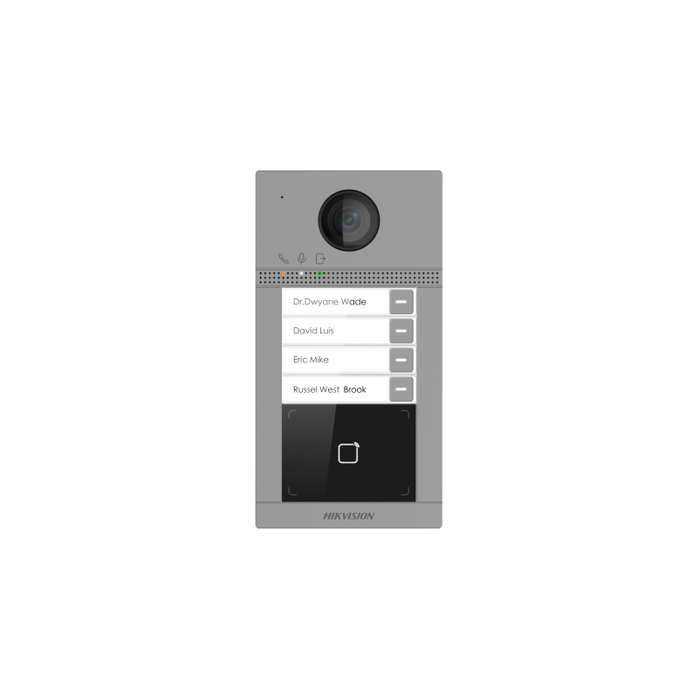 Placa De Calle Videoportero Cámara 2mp 4 Botones (4 Apartamentos) Tarjeta Mf Empotrar Ik08 Hikvision