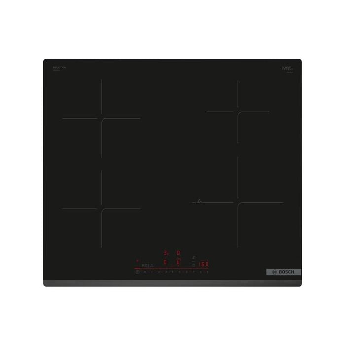 Placa De Inducción Bosch Pie63khc1z, Número De Quemadoras Zonas De Cocción 4, Sin Marco, Ancho 60 Cm, Negro