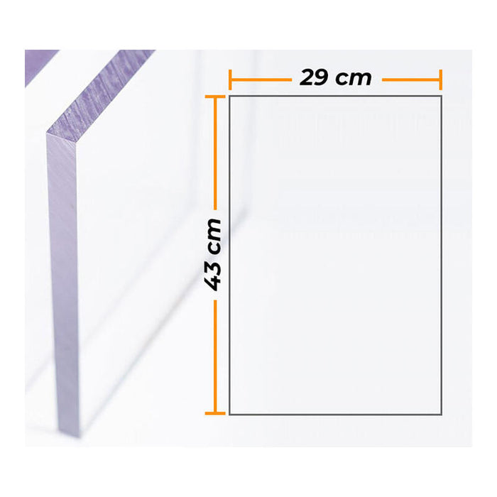 Placa Policarbonato Transparente 4mm - 29x43cm.