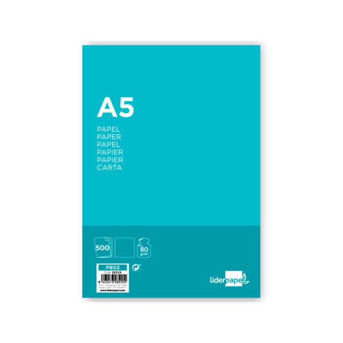 Papel Liderpapel A5 80g/M2 Liso Paquete De 500 Hojas