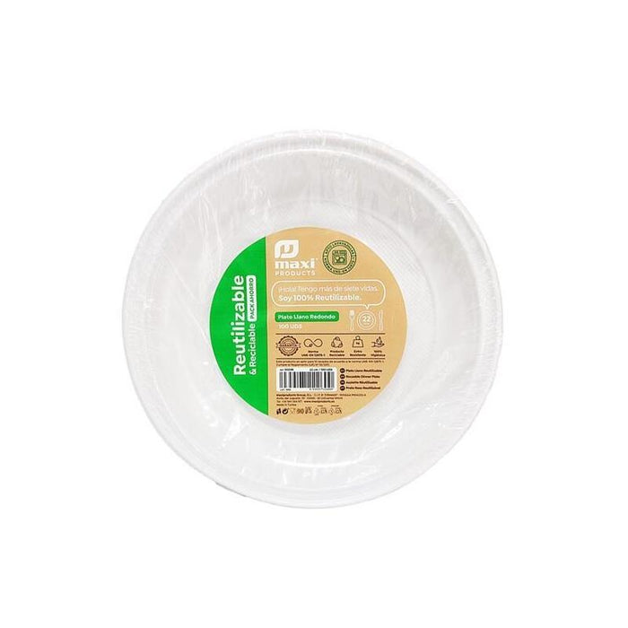 Plato Llano Redondo  17cm Reutilizable Blanco -100u-
