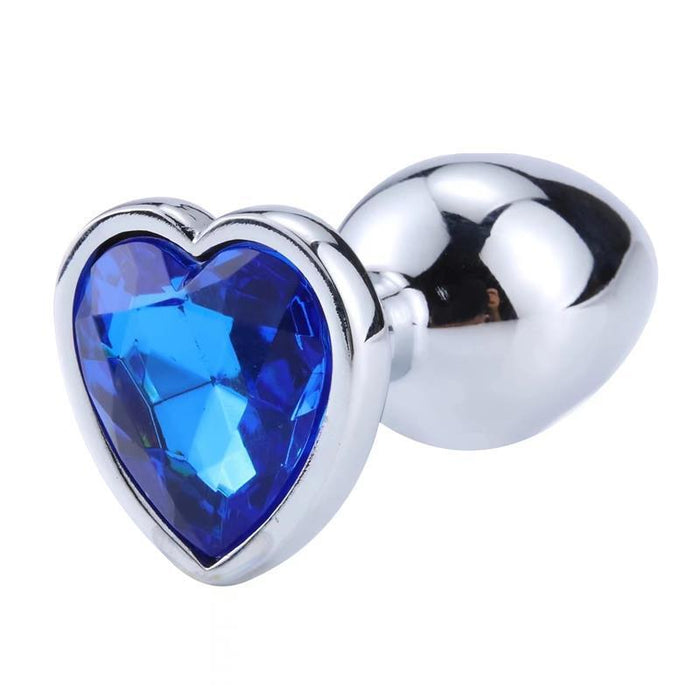 Plug Anal Con Joya De Corazón Blue Sapphire Talla L