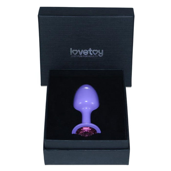 Plug Anal De Metal Púrpura Rosebud Con Joya Rosa