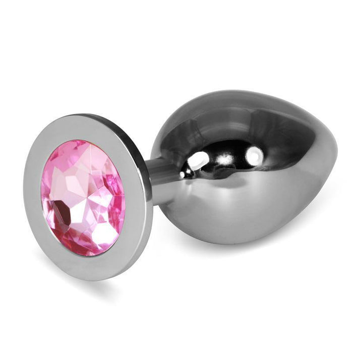 Plug Anal Metal Rosebud Classic Con Joya Rosa Talla L
