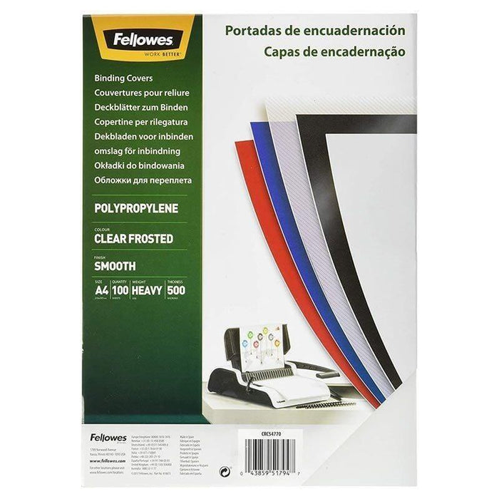 Portadas De Polipropileno Fellowes 54770 A4 500 Micras 100 Unidades Helado Claro