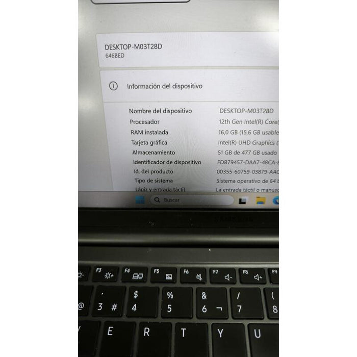 Portátil Samsung Np641bed-Ka1es  I7-1260p 16gb 512b 14,0" Fhd  Led W11pro Instalado Teclado Español 1 Año De Garantia