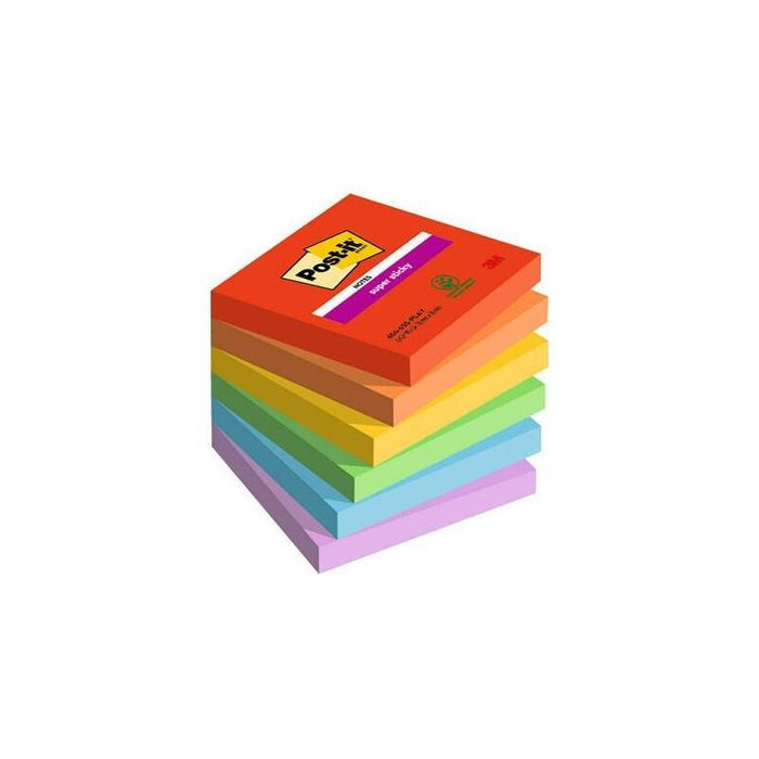 Post-It Notas Adhesivas Super Sticky 3 Colores Lugares Playful 76x76 6 Blocs