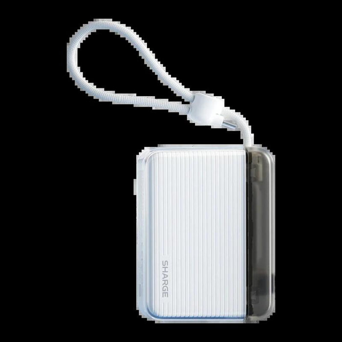 Power Bank  Sharge Flow Go Blanco Con Cable Integrado 10000mah 22,5w Usb-C