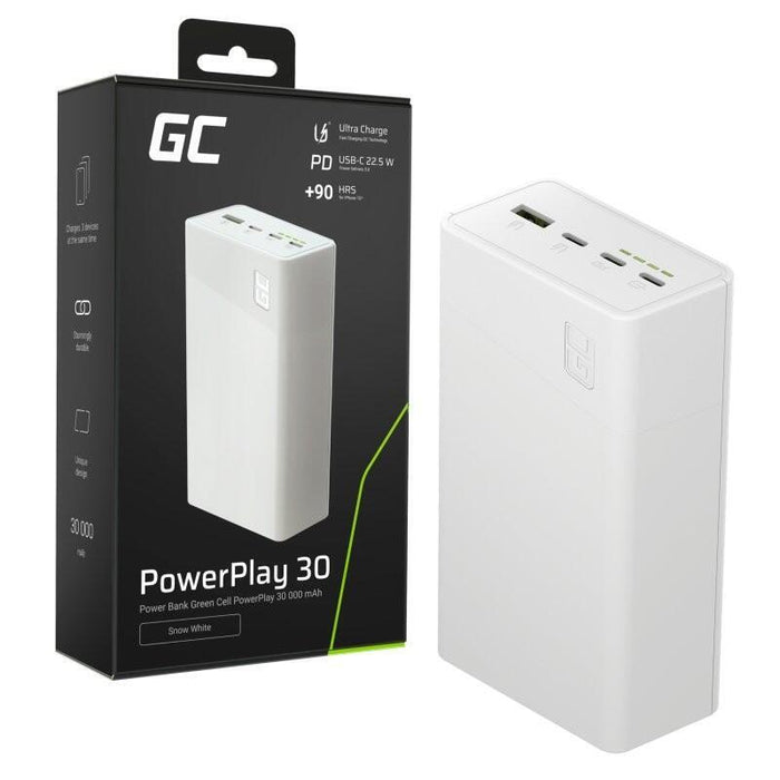 Powerbank 30 000mah, 22.5w, 4 Puertos, Blanco